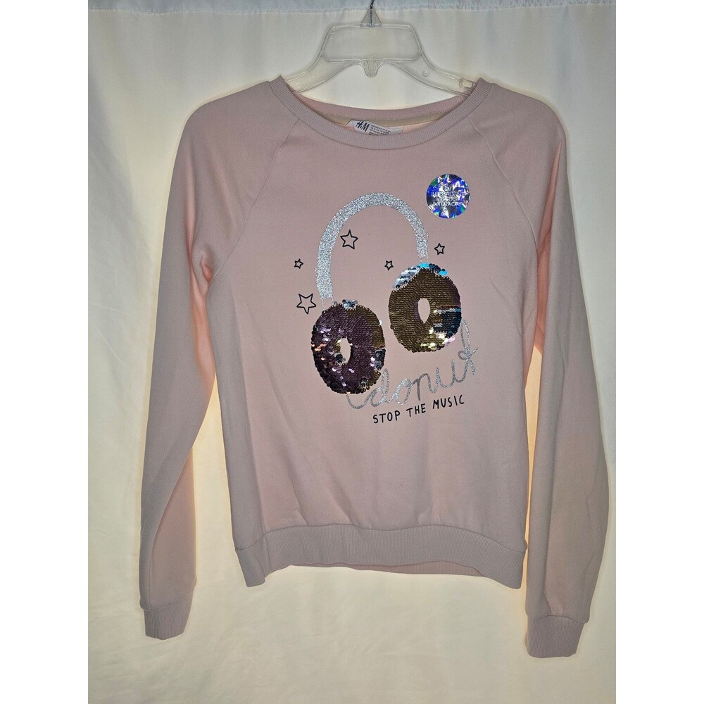 H&M Pink Sweatshirt Don't Stop The Music Size 12-14yrs New